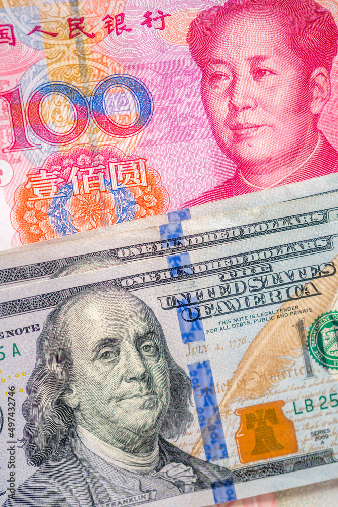currencies of dollar, yuan and another money