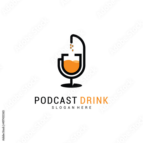 drink podcast logo design concept vector illustration Premium Vector