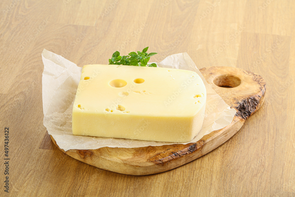 Maasdam cheese over the board