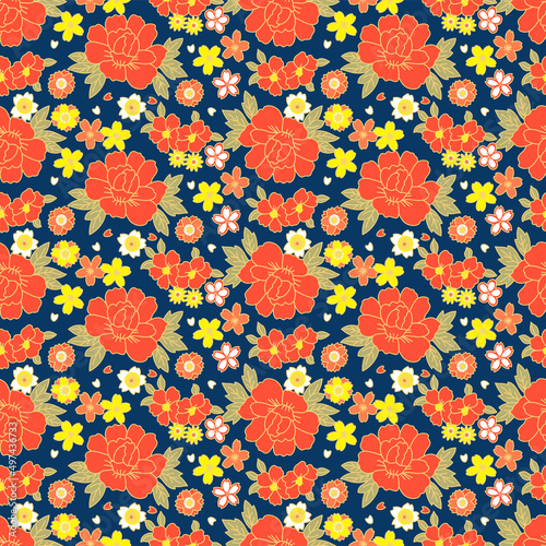 Japanese Luxury Flower Vector Seamless Pattern
