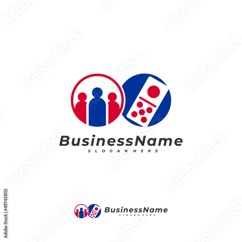 Domino People logo vector template, Creative Domino logo design concepts