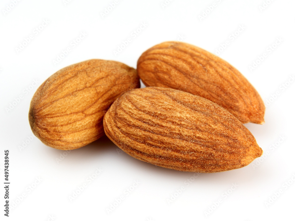 almonds isolated on white background closeup image almonds isolated on white background closeup image