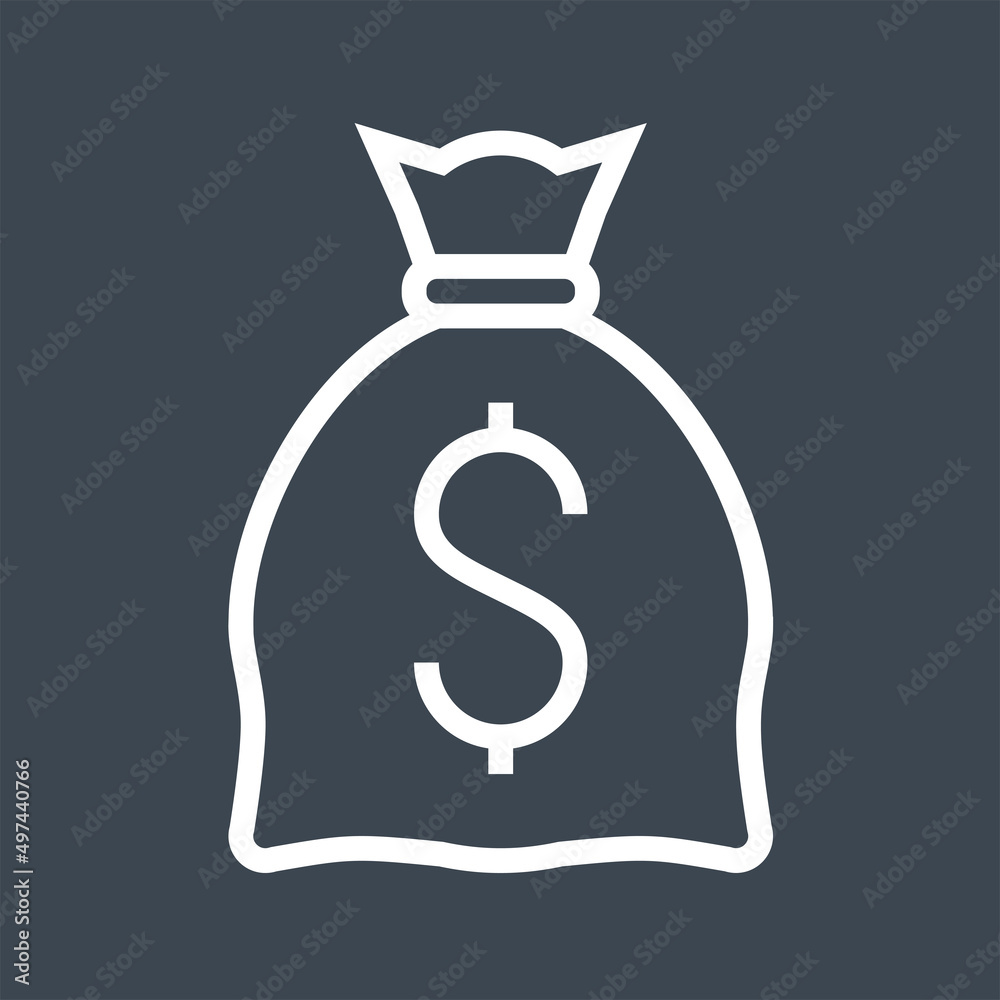 Money Bag with Dollar Thin Line Vector Icon. Flat icon isolated on the black background. Editable EPS file. Vector illustration Money Bag with Dollar Thin Line Vector Icon. Flat icon isolated on the black background. Editable EPS file. Vector illustration