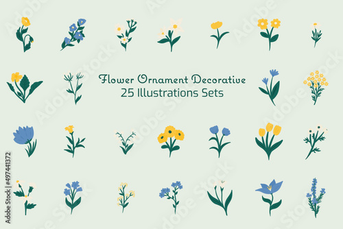 Flower Ornament Decorative Illustration Sets