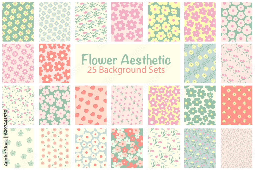 Flower Aesthetic Background Graphic Sets