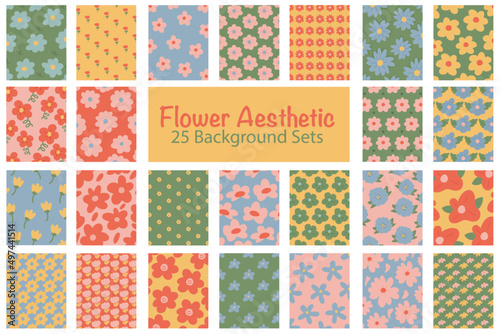 Flower Aesthetic Background Graphic Sets