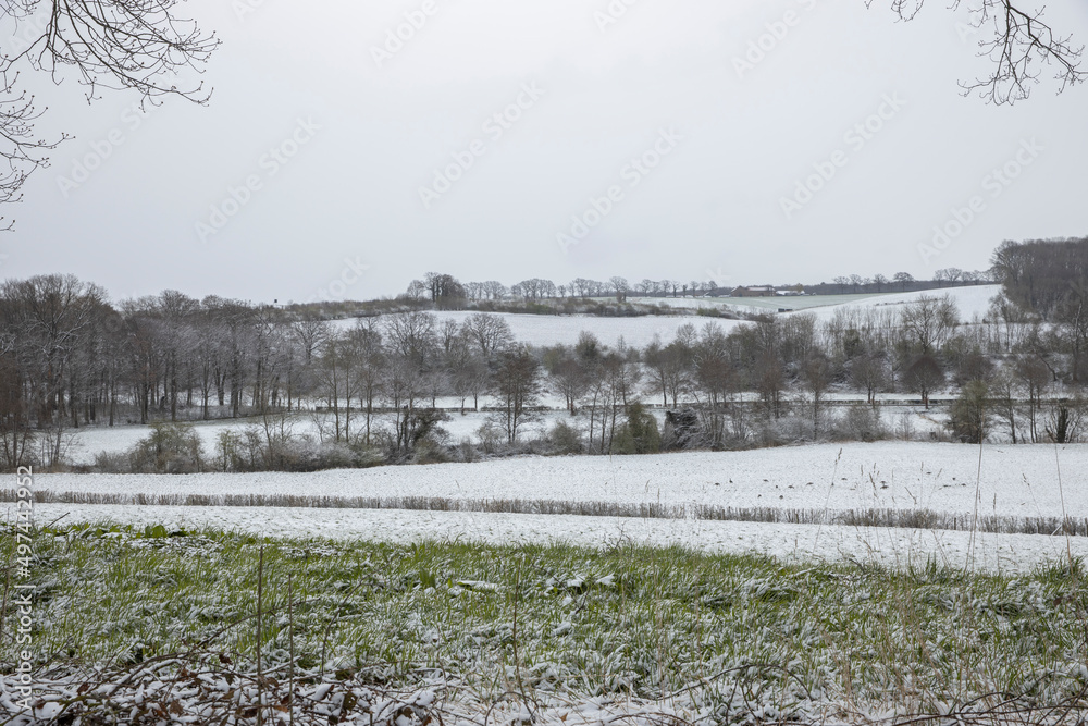 Hills of Limburg Netherlands near Gulpen. Euverem. Winter. Snow. Euverem. Hills of Limburg Netherlands near Gulpen. Euverem. Winter. Snow. Euverem.