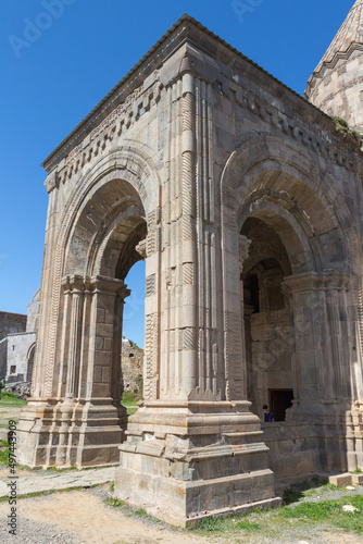 Entrance portal to the historic church Surb Grigor Lusavorich in the Tatev Monastery. Armenia