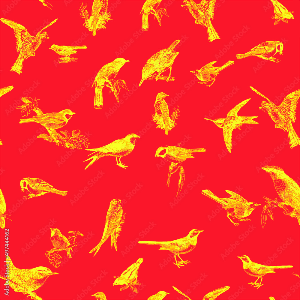 Seamless pattern with floral romantic elements, for your design. Endless texture, sketch humming-birds, watercolor flowers, isolated Vector illustration. Seamless pattern with floral romantic elements, for your design. Endless texture, sketch humming-birds, watercolor flowers, isolated Vector illustration.