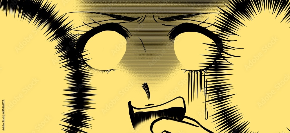 70年代少女漫画恐怖で白目になる美女の顔ドアップ Stock Illustration Adobe Stock