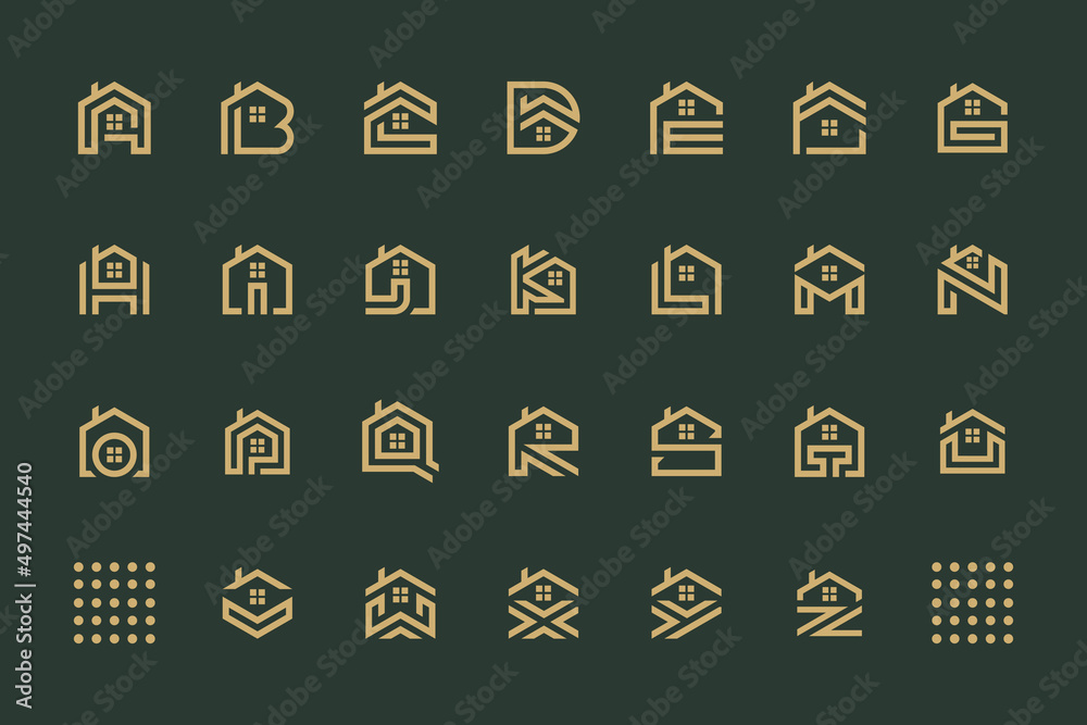 Set of home logo with letter A to Z design vector collection Stock ...