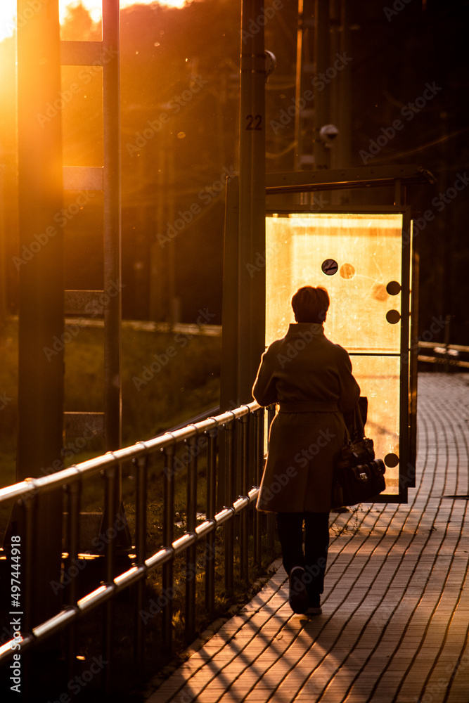 Woman caught rushing to a train stop in Riga, Latvia Woman caught rushing to a train stop in Riga, Latvia