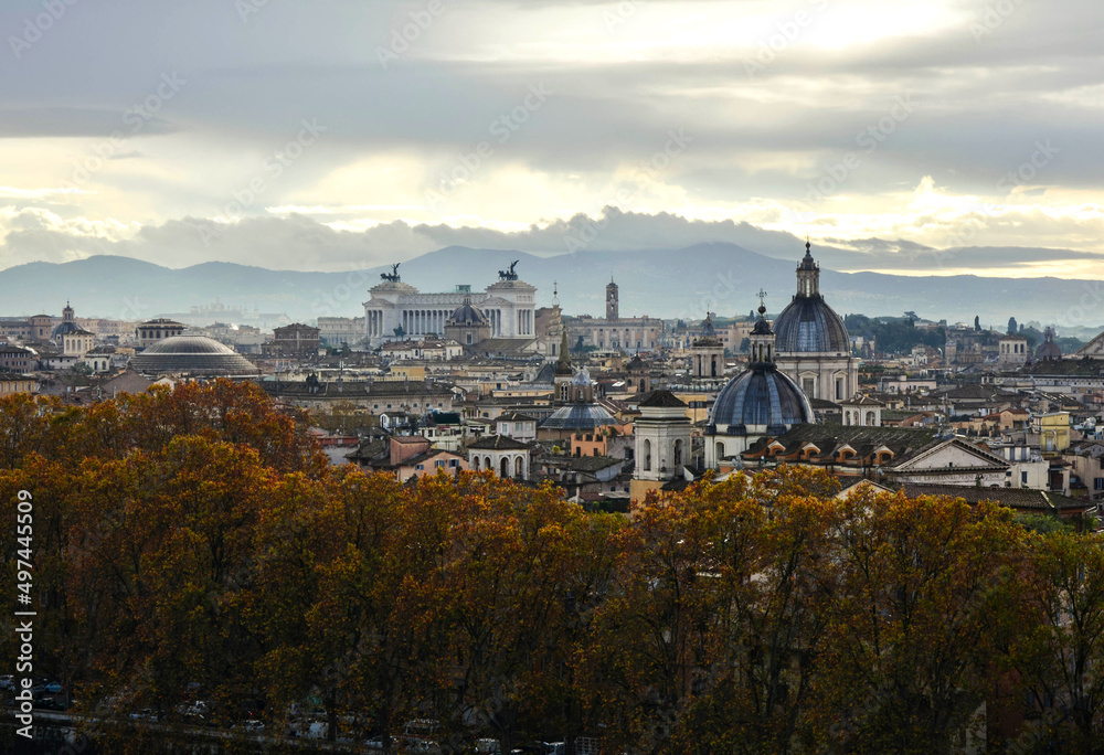 Fototapeta premium View from the Spanish Steps on the Altare della Patria in Rome