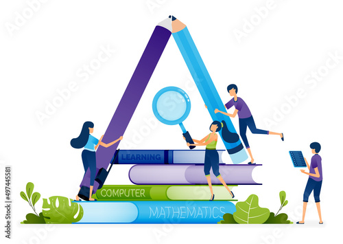 Education illustration of learning from schools that educate students to actively manage teamwork and collective interactions. Landing page, web, website, banner, ads, card, apps, brochure, flyer