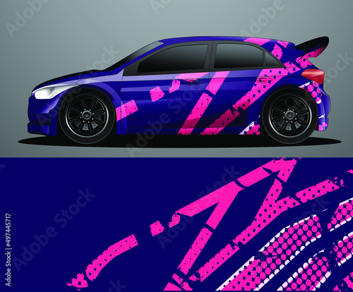 Rally car decal graphic wrap vector, abstract background
