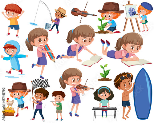 Collection of many kids doing different activities