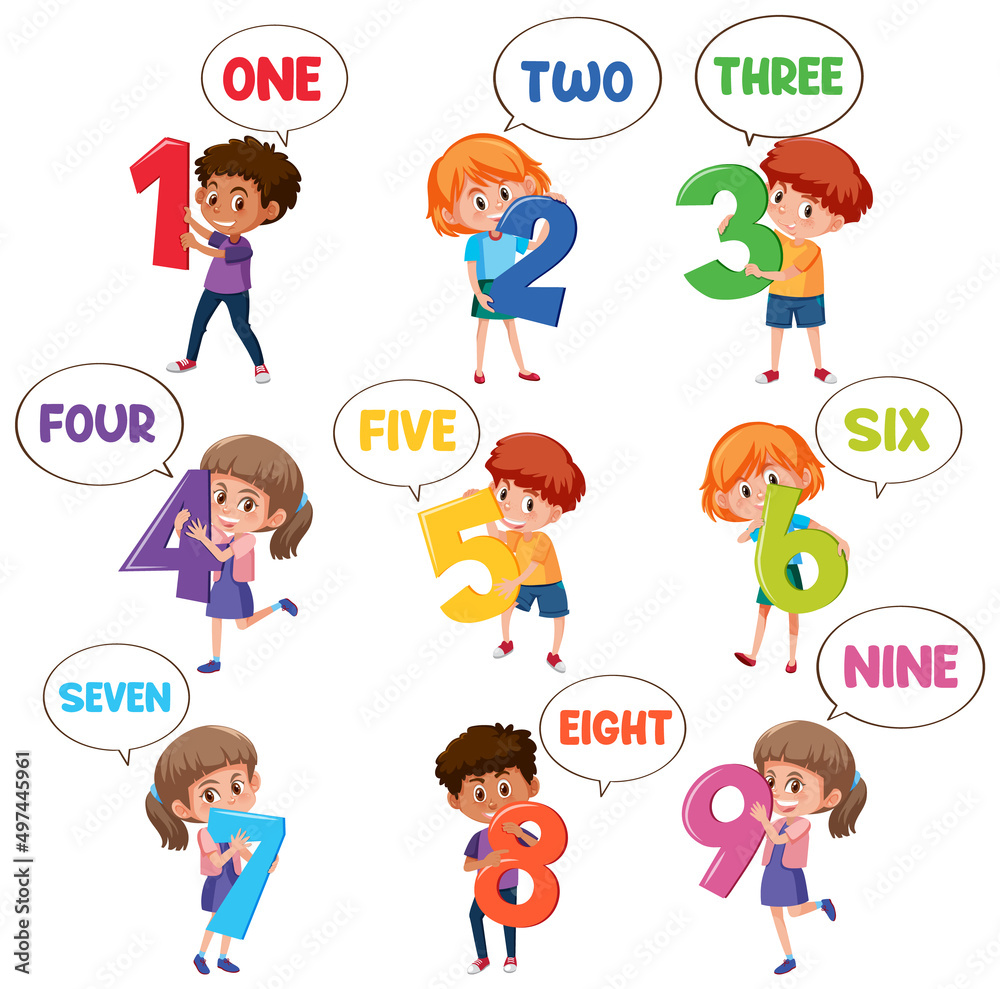 Set of number 0 to 9 for kids