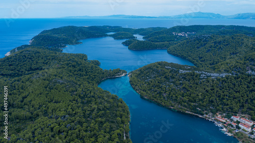 Aerial view of Mljet national park, Island Mljet, Croatia
