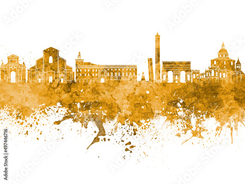 Bologna skyline in watercolor background