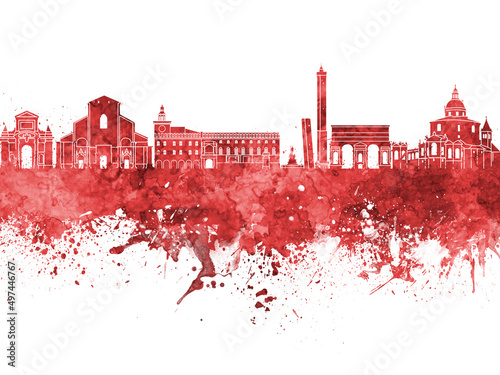 Bologna skyline in watercolor background