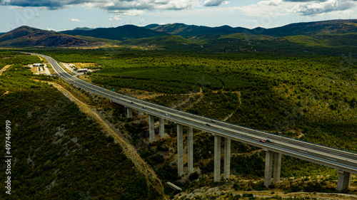 Aerial View over Highway and Gaspipeline, Dabar, Croatia