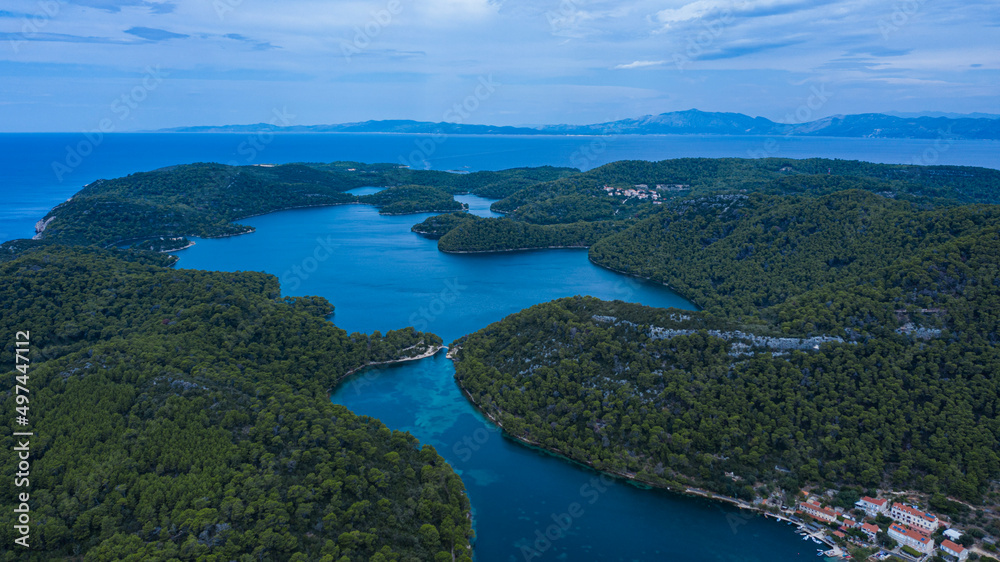 Aerial view of Mljet national park, Island Mljet, Croatia