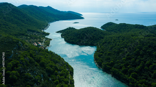 Aerial view of Mljet national park, Island Mljet, Croatia