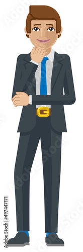 Business Man Thinking Masco...