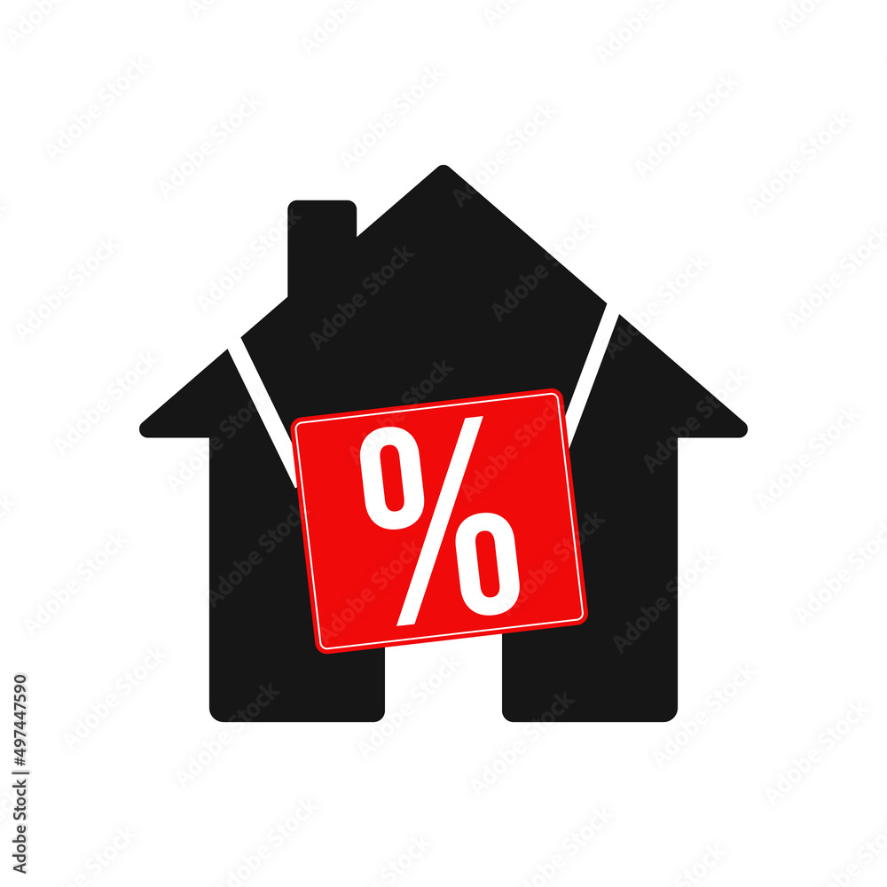 Discount house sign. Real estate and signboard with percent sign, vector illustration Discount house sign. Real estate and signboard with percent sign, vector illustration