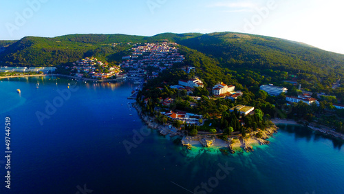 Aerial view of Rabac Bay, Rabac, Croatia photo