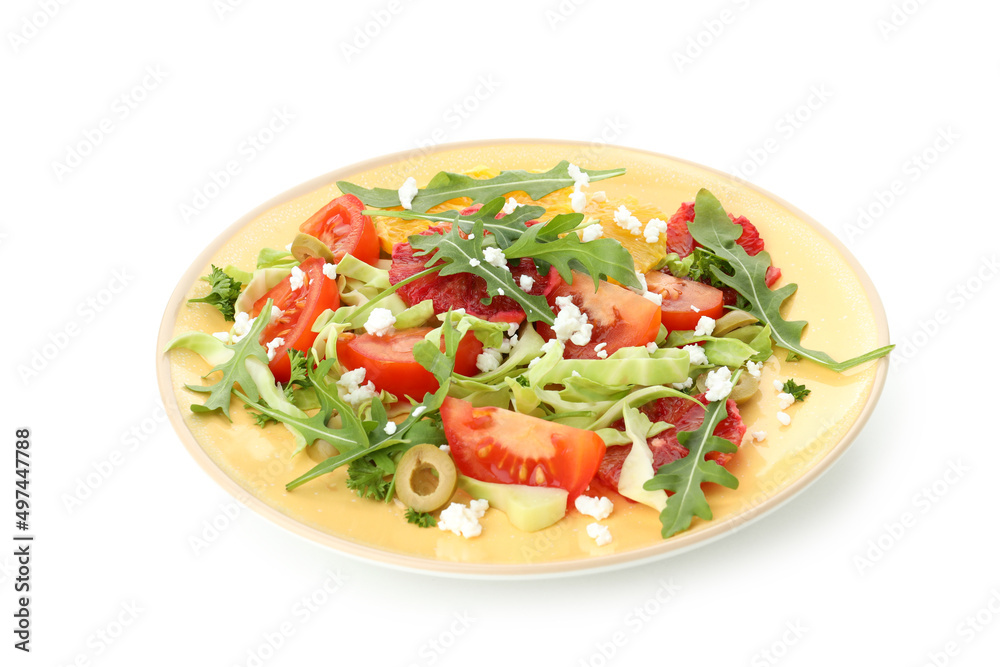 Red orange salad isolated on white background