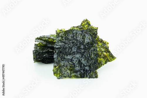 Dry seaweed nori isolated on white background