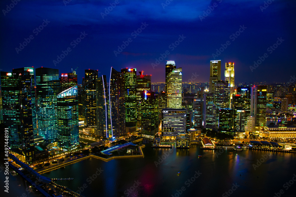 Fototapeta premium Singapur_By_Night_View_from_Marina_5