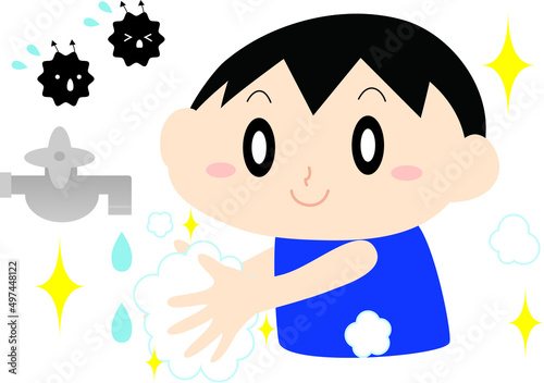 手を洗う男の子