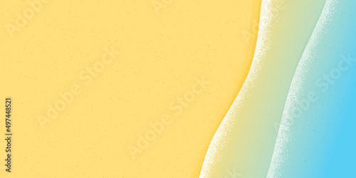 Beach textured sand and water edge waves as summer ocean shore vacation background