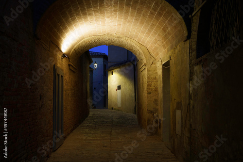 Buonconvento, medieval city in Siena province, by night