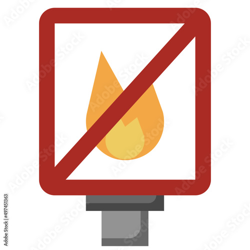 NO FIRE flat icon,linear,outline,graphic,illustration