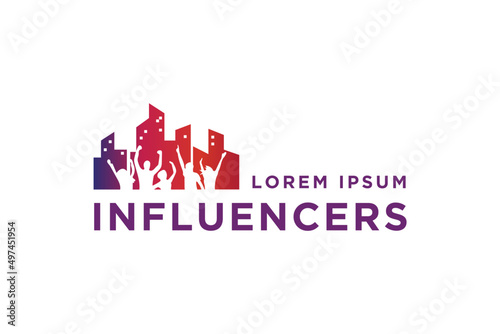Influencer logo design template. Human pose sign. business company symbol.