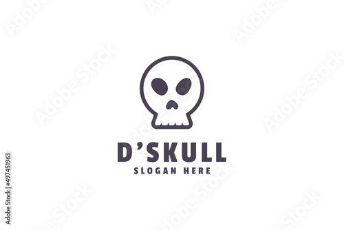 Minimal skull logo design template. business company symbol.