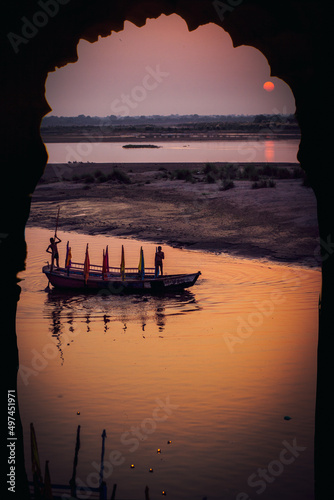 sunset on the sacred yamuna river 