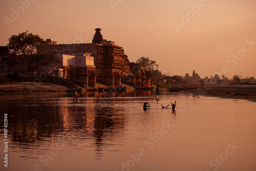 sunset on the sacred yamuna river 