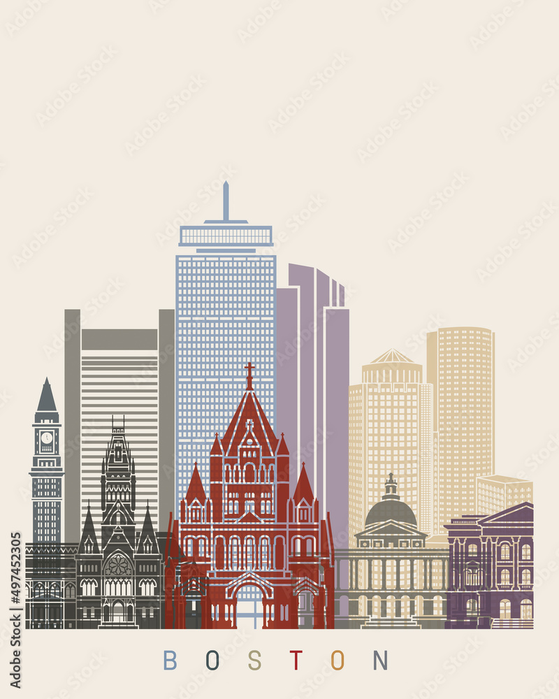 Boston skyline poster