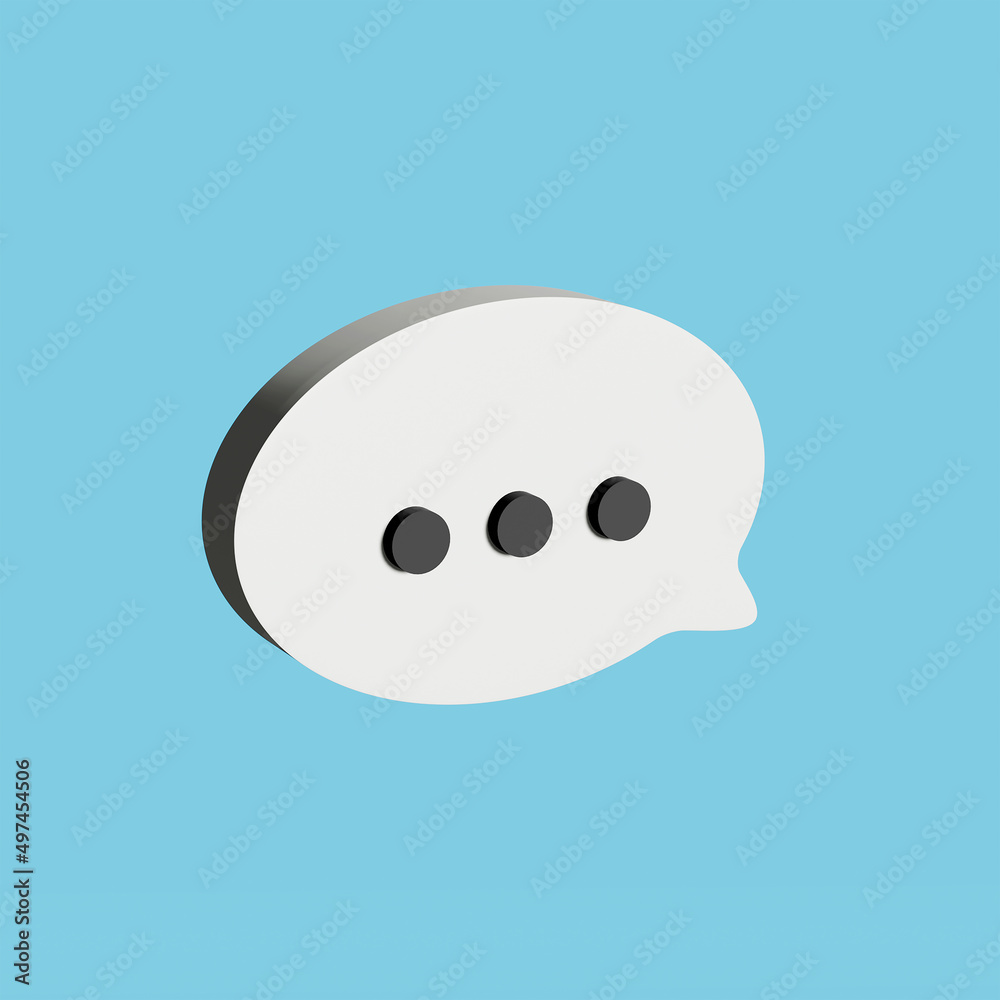 3d chat bubble icon. Vector illustration isolated on blue background. 3d render. Message 3d chat bubble icon. Vector illustration isolated on blue background. 3d render. Message