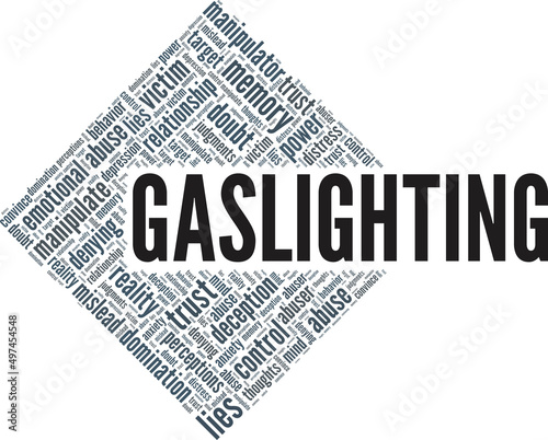 Gaslighting conceptual vector illustration word cloud isolated on white background.
