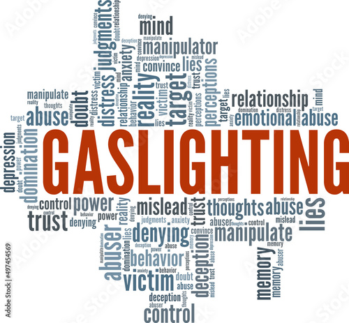 Gaslighting conceptual vector illustration word cloud isolated on white background.