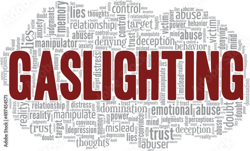 Gaslighting conceptual vector illustration word cloud isolated on white background.