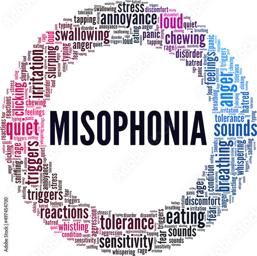 Misophonia conceptual vector illustration word cloud isolated on white background.