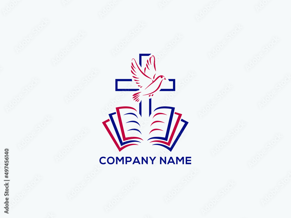Obraz premium Christian teachers Icon logo with Blue dark and Red dark color.