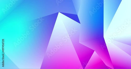 Abstract background in loop, crystal and low poly animation in vibrant bright colors. Seamless loop for hight tech backdrop