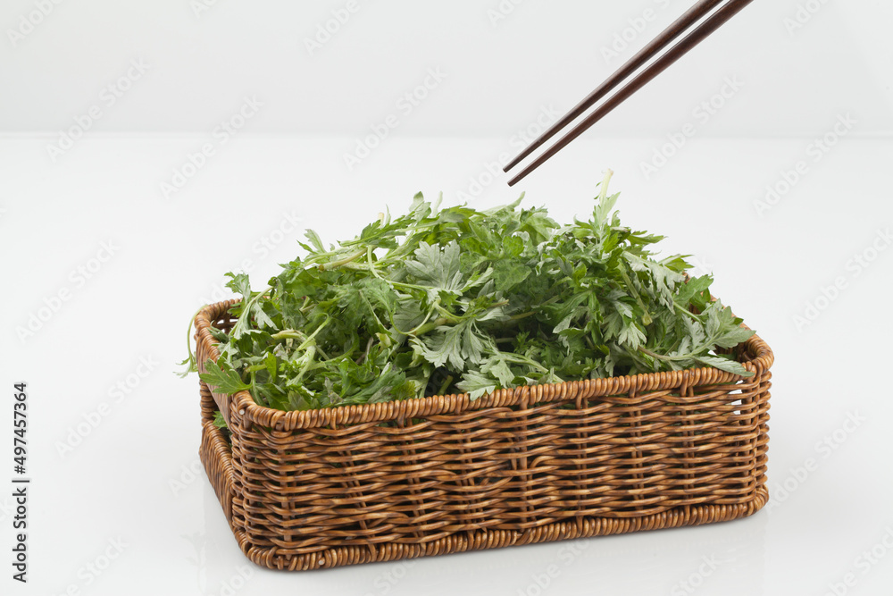 Naklejka premium mugwort, spring vegetables, spring vegetables, spring, green, leaf vegetables, food ingredients,
